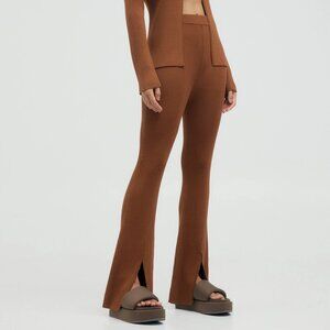 SALE Third Form knit bell bottom split hem retro Boho 70s lounge pants